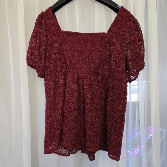 Torrid Deep Red Lace-Up Top - Picture 6 of 8
